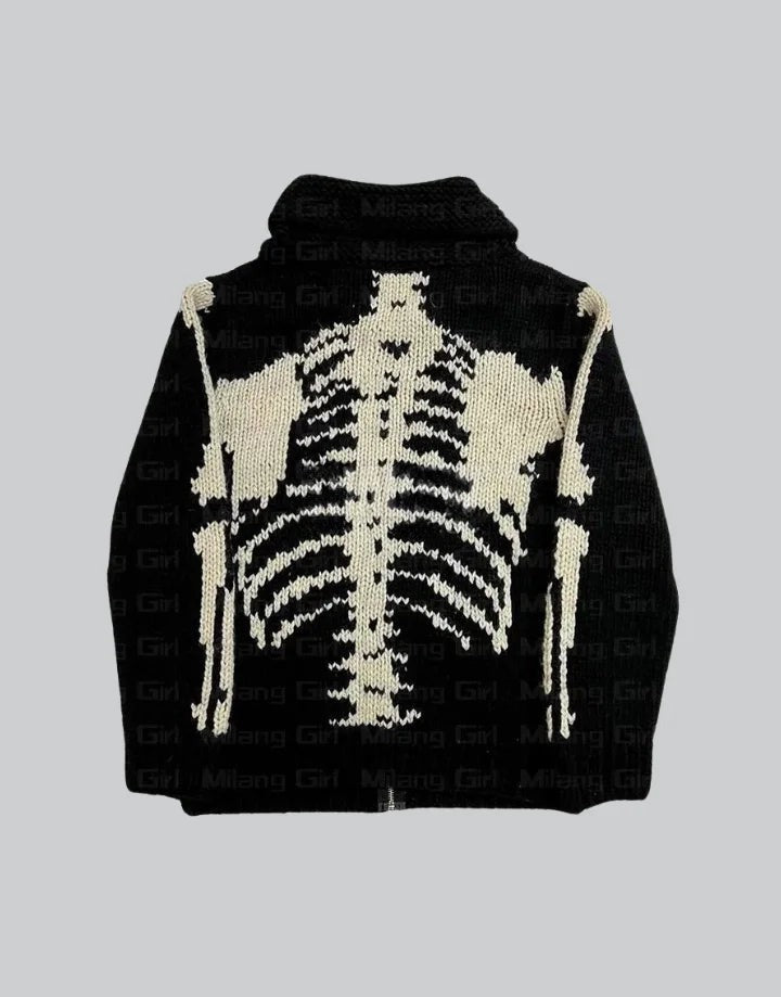 shop and buy Knitted Ribcage Hoodie back