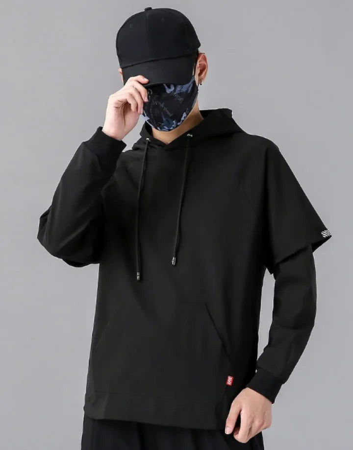 shop and buy halfsleeve longsleeve Kuronami 黒波 – Black Wave Shell Hoodie