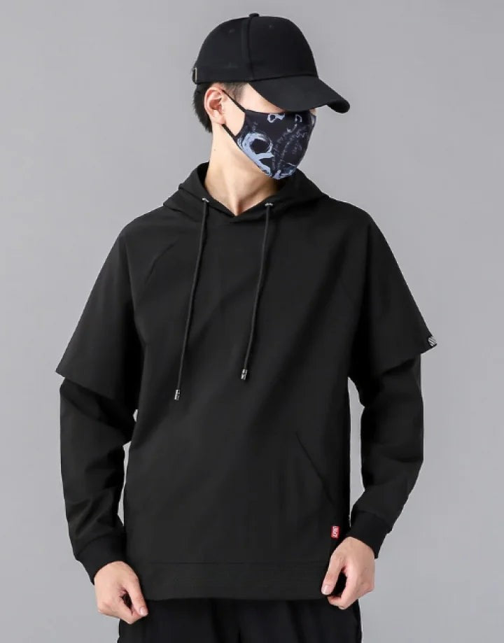 shop and buy halfsleeve longsleeve Kuronami 黒波 – Black Wave Shell Hoodie