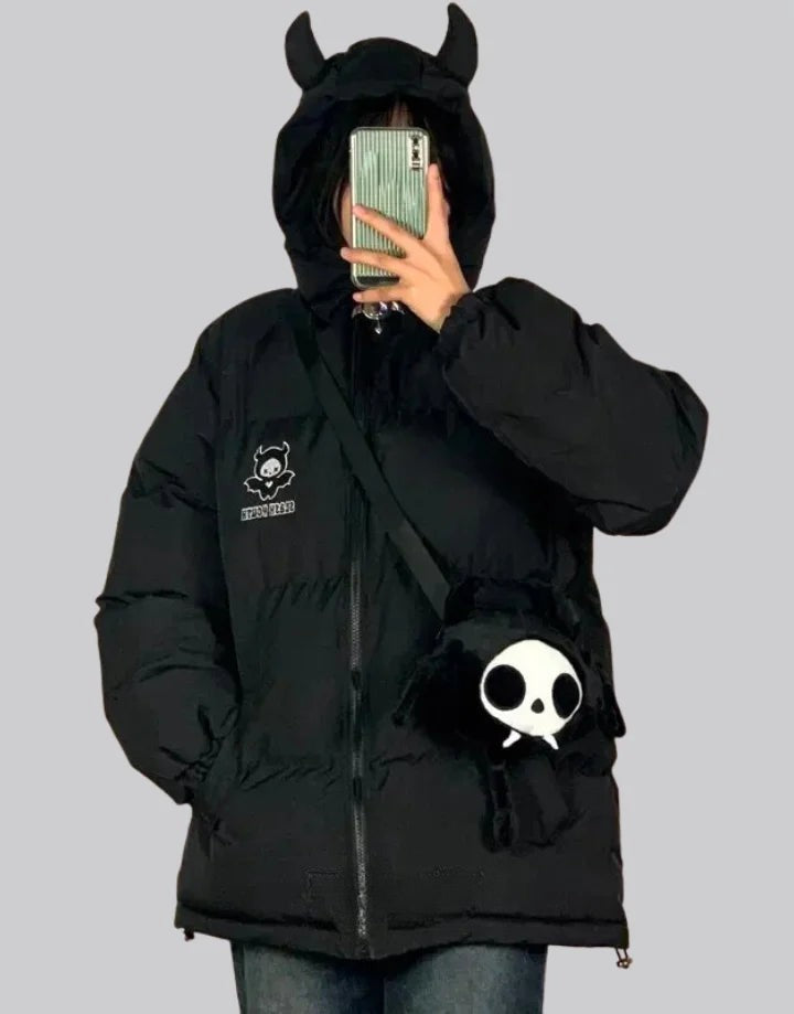 Akuma Draft" (悪魔ドラフト) horns Puffer Jacket