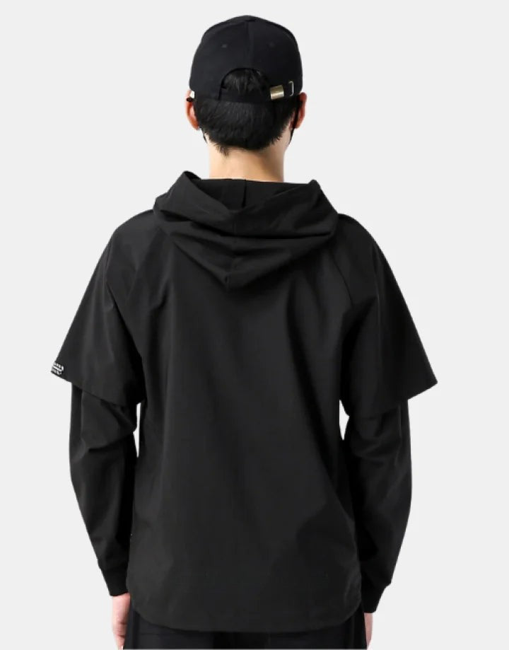 shop and buy halfsleeve longsleeve Kuronami 黒波 – Black Wave Shell Hoodie