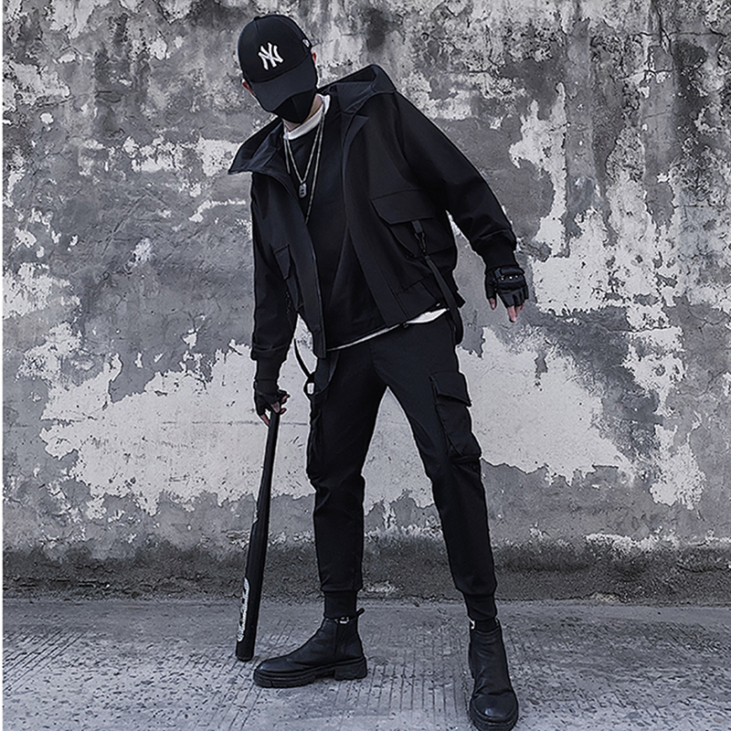 shop and buy techwear track jacket with straps
