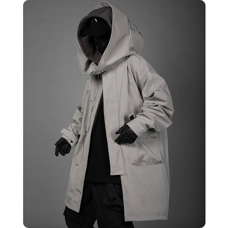 shop and buy Techwear Anorak Longline Jacket in grey