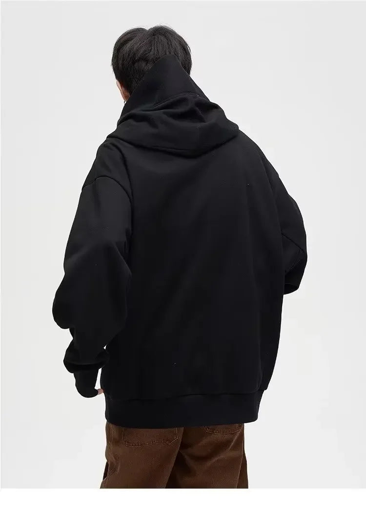 shop and buy black turtle neck thick hoodie