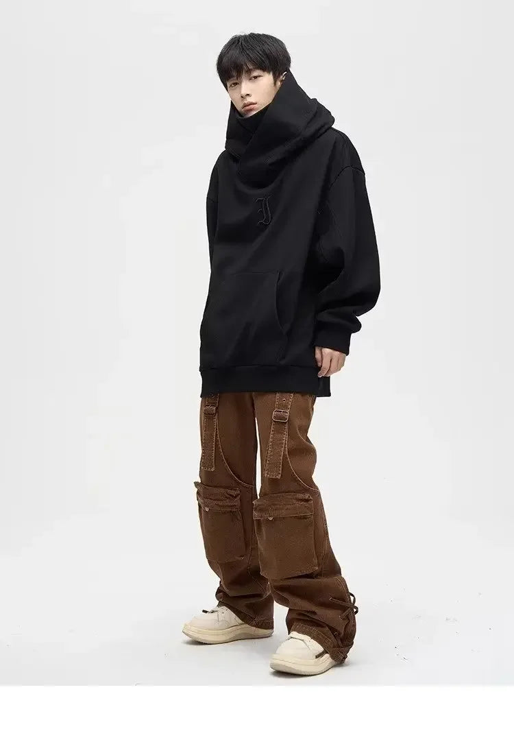shop and buy black turtle neck thick hoodie