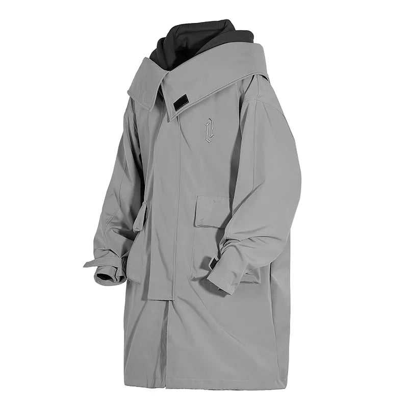 shop and buy Techwear Anorak Longline Jacket in grey