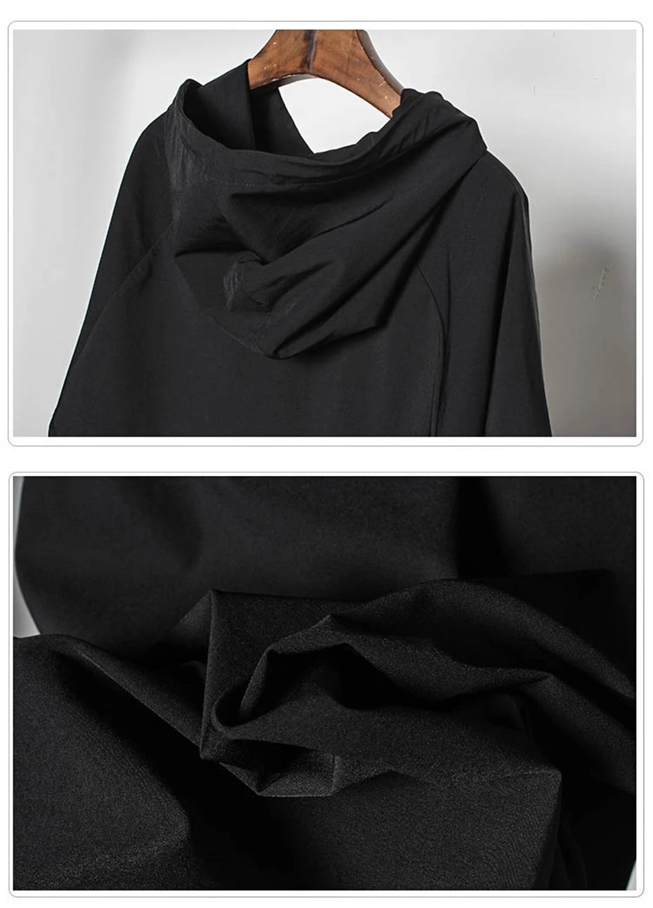 shop and buy halfsleeve longsleeve Kuronami 黒波 – Black Wave Shell Hoodie