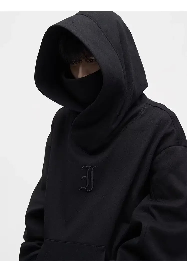 shop and buy black turtle neck thick hoodie
