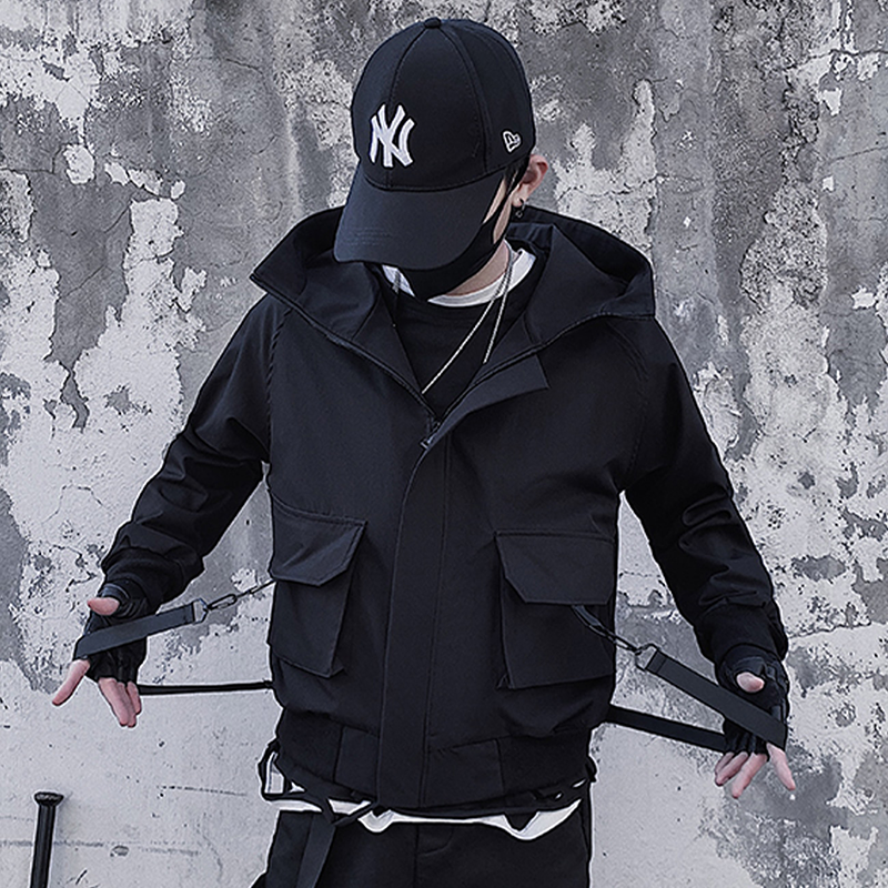 shop and buy techwear track jacket with straps
