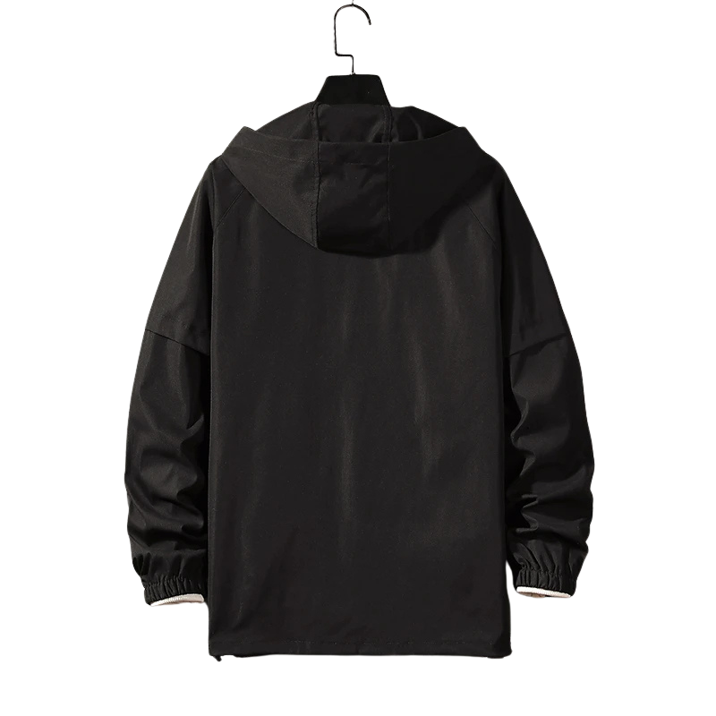 Black waterproof rain jacket techwear