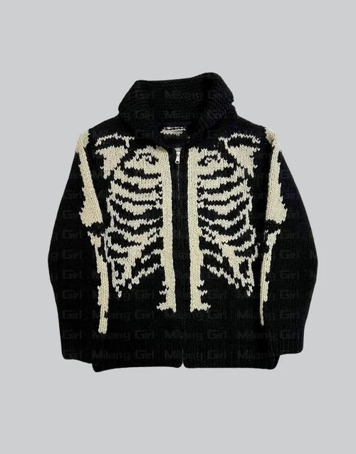 shop and buy Knitted Ribcage Hoodie front