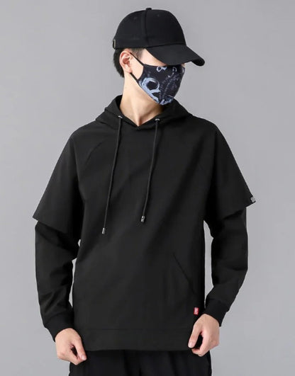 shop and buy halfsleeve longsleeve Kuronami 黒波 – Black Wave Shell Hoodie