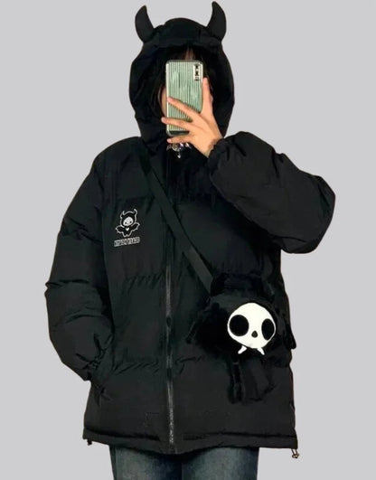 Akuma Draft" (悪魔ドラフト) horns Puffer Jacket