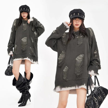 shop and buy Torn Realm Ripped Sweater 
