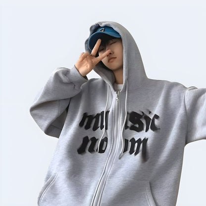 shop and buy oversized Japanese Kanji hoodie in grey