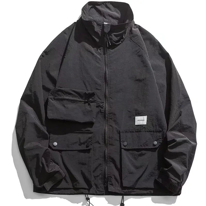 shop and buy Cargo Pocket Streetwear Jacket in black