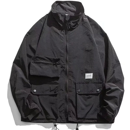 shop and buy Cargo Pocket Streetwear Jacket in black
