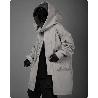shop and buy Techwear Anorak Longline Jacket in grey