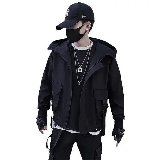 shop and buy techwear track jacket with straps