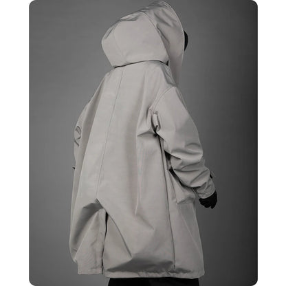 shop and buy Techwear Anorak Longline Jacket in grey