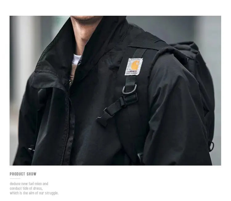 shop and buy Cargo Pocket Streetwear Jacket in black