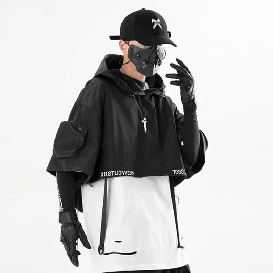 shop and buy techwear shawl Fully Detachable Gilet Jacket With Hood