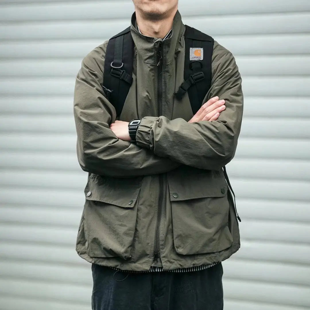 shop and buy Cargo Pocket Streetwear Jacket in green