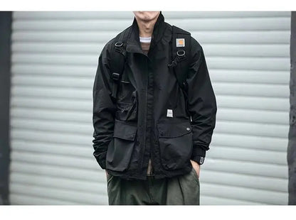 shop and buy Cargo Pocket Streetwear Jacket in black