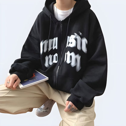 shop and buy oversized Japanese Kanji hoodie in black