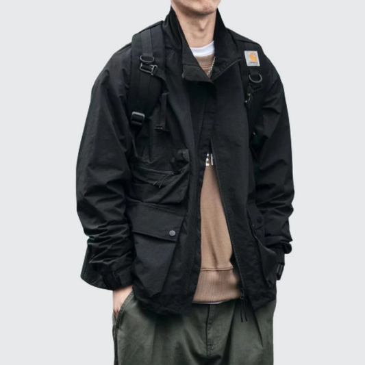 shop and buy Cargo Pocket Streetwear Jacket in black