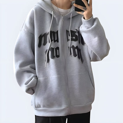 shop and buy oversized Japanese Kanji hoodie in grey