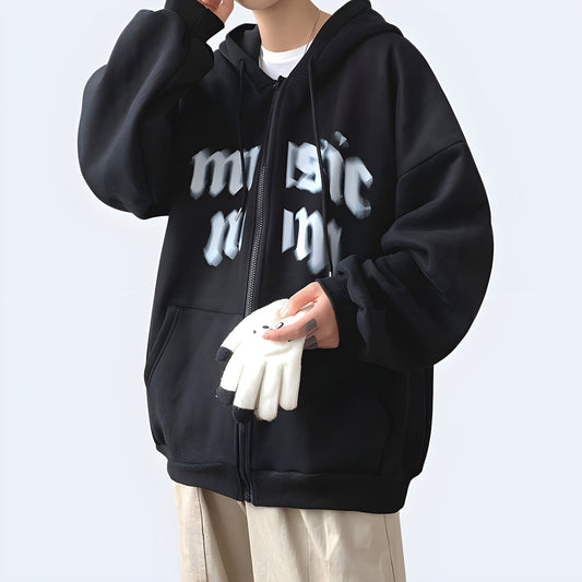 shop and buy oversized Japanese Kanji hoodie in black
