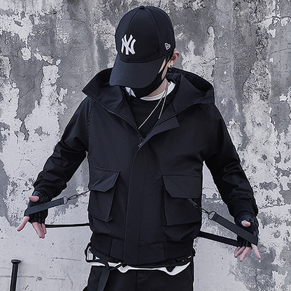 shop and buy techwear track jacket with straps
