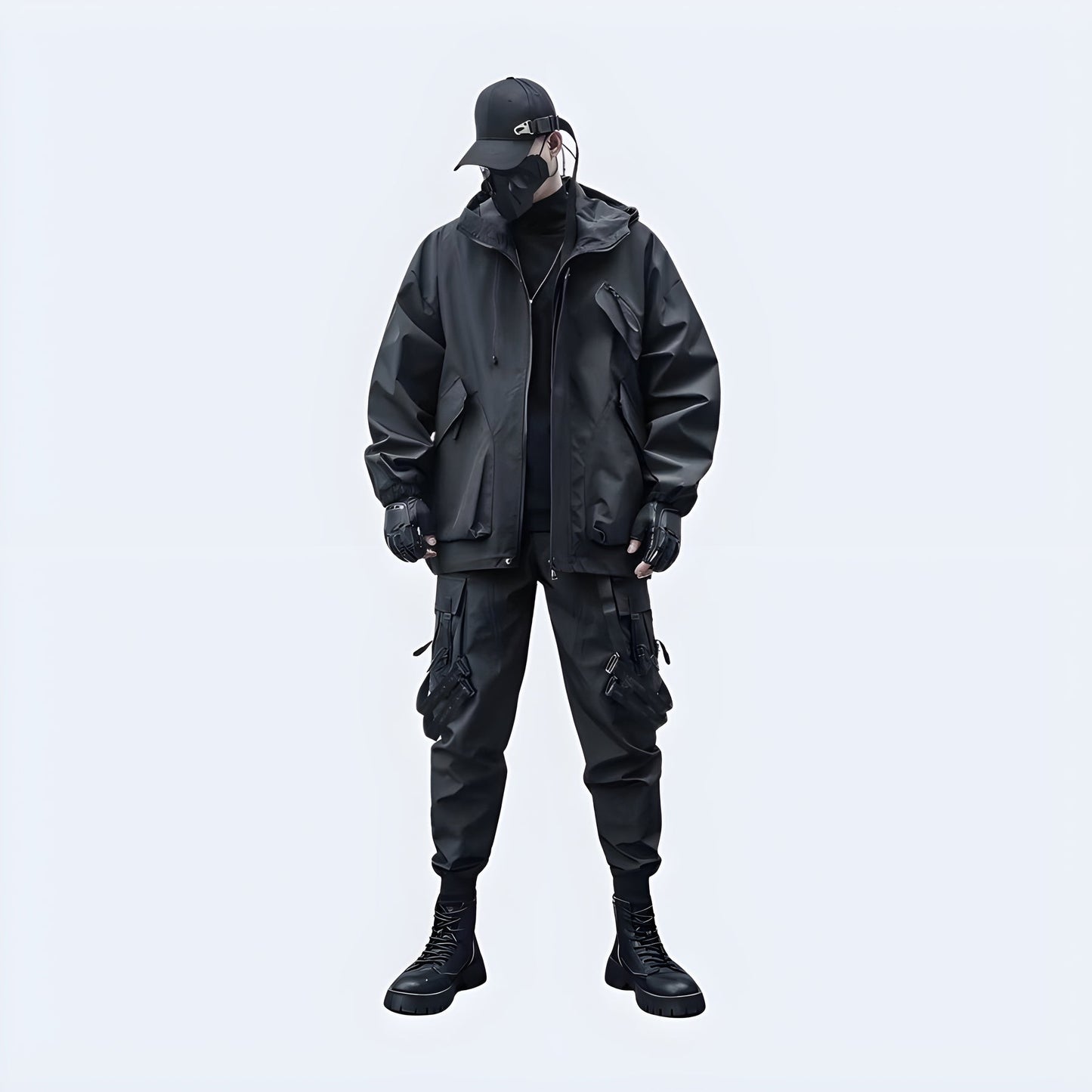 shop and buy black tactical outfit with a jacket, pants, gloves, and boots