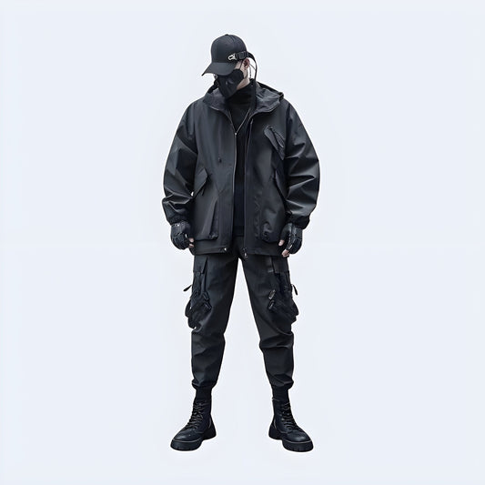shop and buy black tactical outfit with a jacket, pants, gloves, and boots