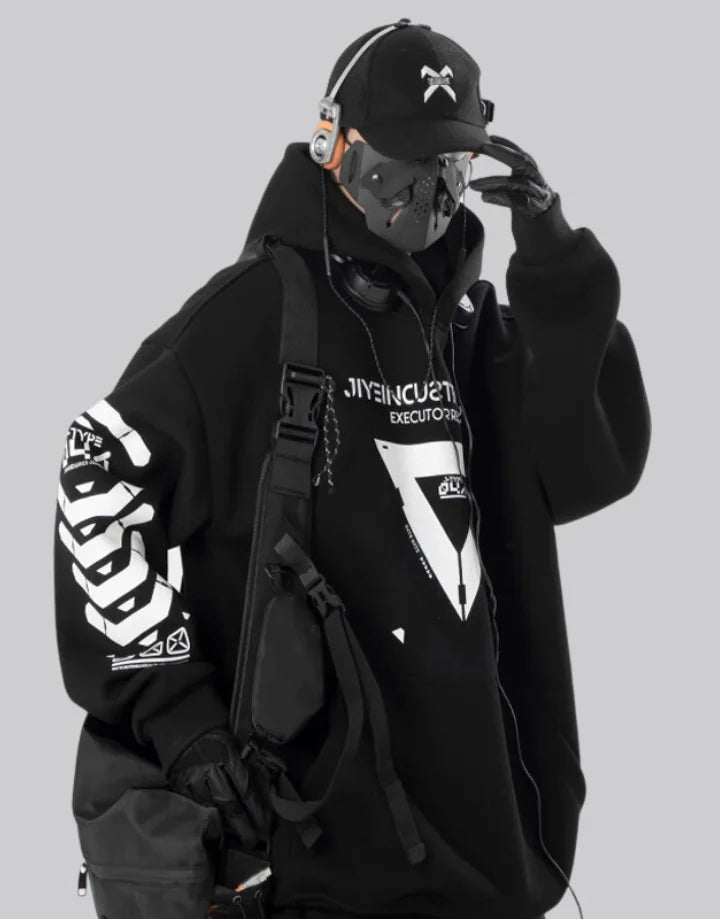 shop and buy GhostNode ゴーストノード Black Techwear Hoodie
