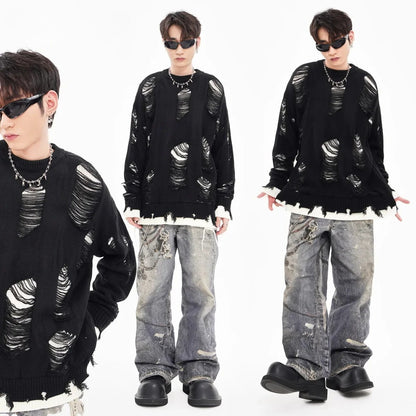 shop and buy Torn Realm Ripped Sweater 