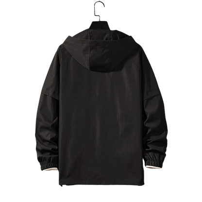 Black waterproof rain jacket techwear