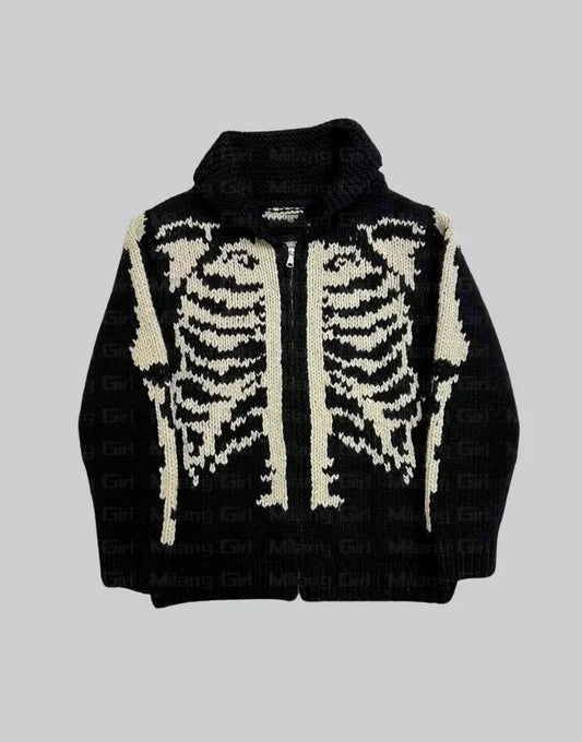 shop and buy Knitted Ribcage Hoodie front