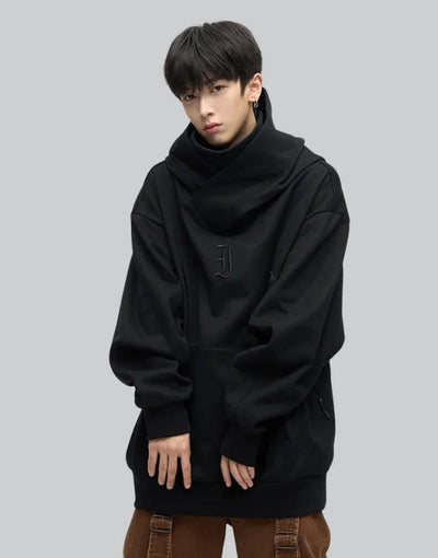 shop and buy black turtle neck thick hoodie